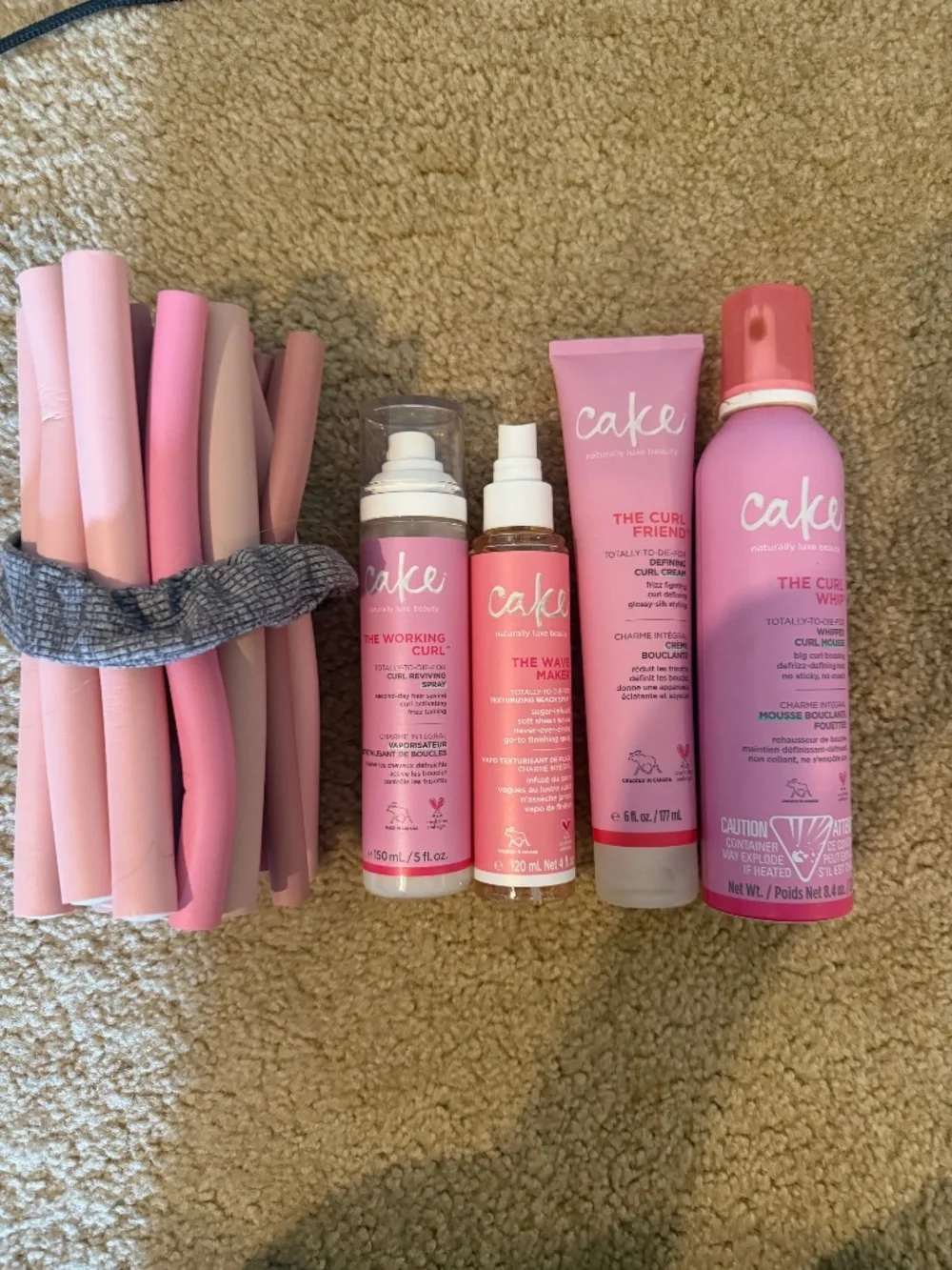 CAKE hair curling set, includes 4 products and hair curling rods